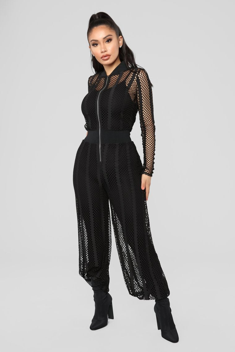 Holy Moly Mesh Jumpsuit - Black - jameswhite001