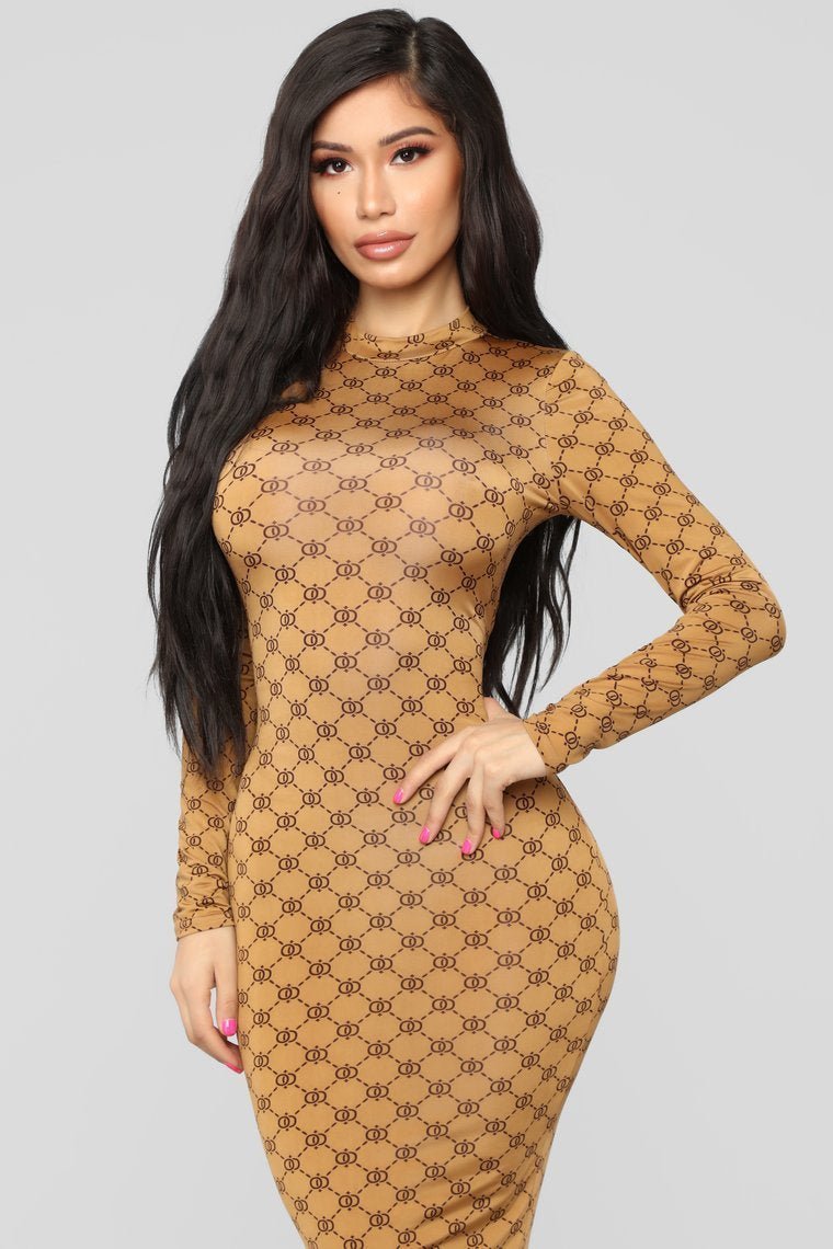 Hot Couture Midi Dress - Camel - jameswhite001