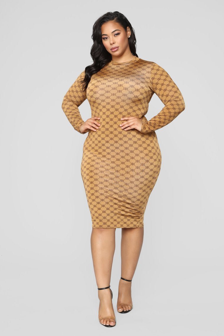 Hot Couture Midi Dress - Camel - jameswhite001