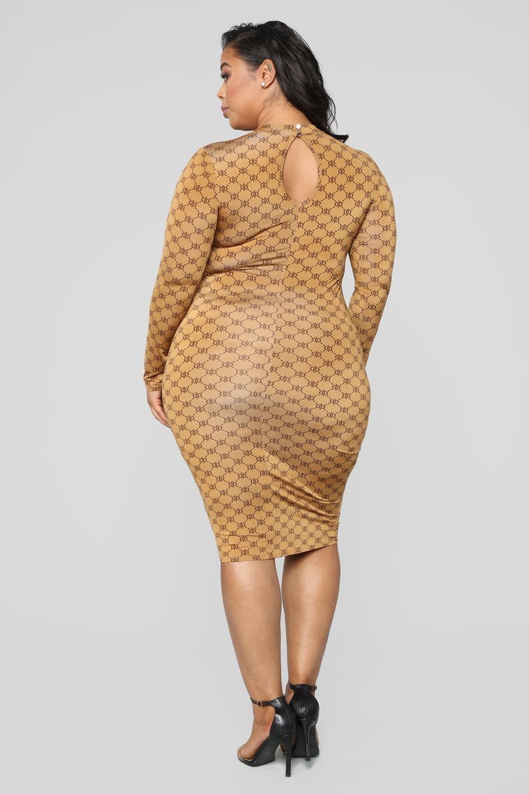 Hot Couture Midi Dress - Camel - jameswhite001