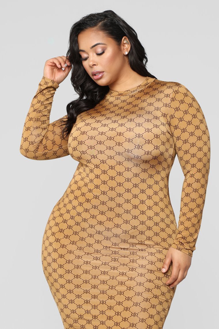 Hot Couture Midi Dress - Camel - jameswhite001