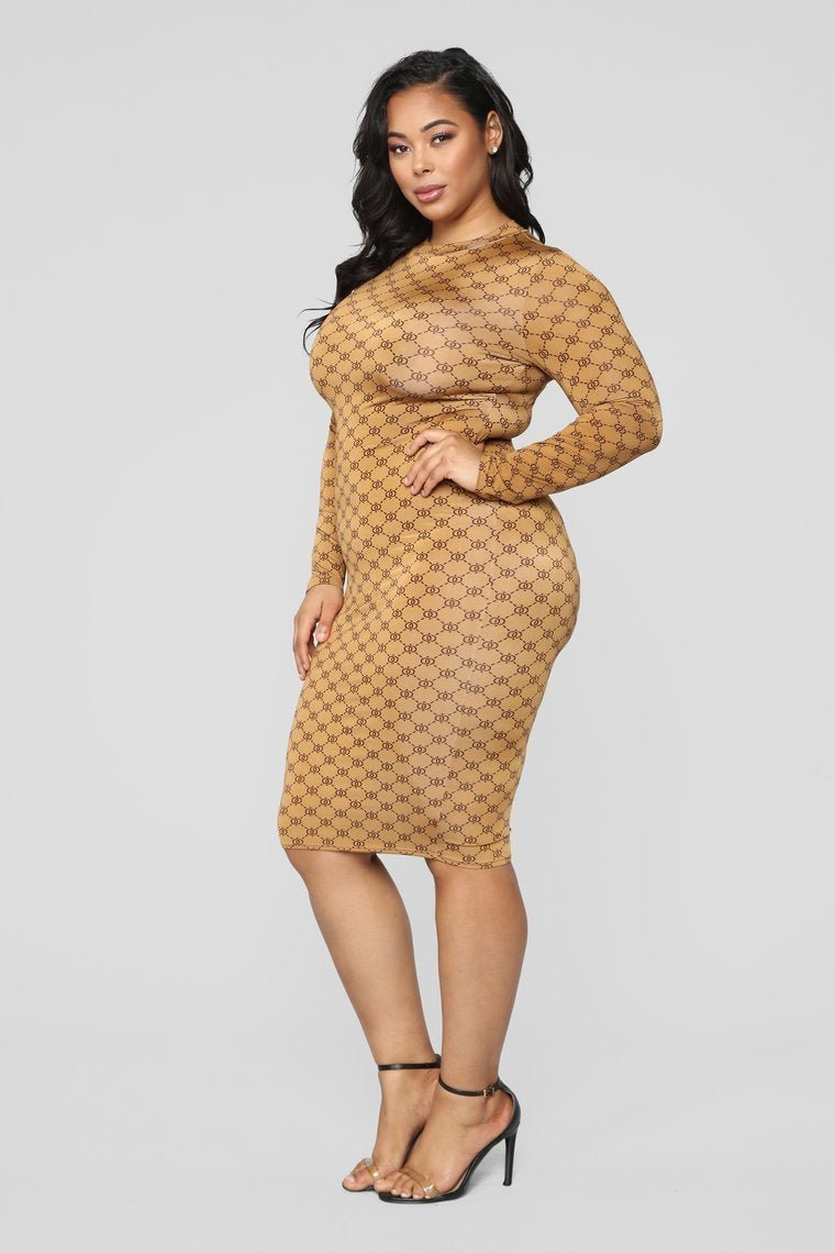 Hot Couture Midi Dress - Camel - jameswhite001