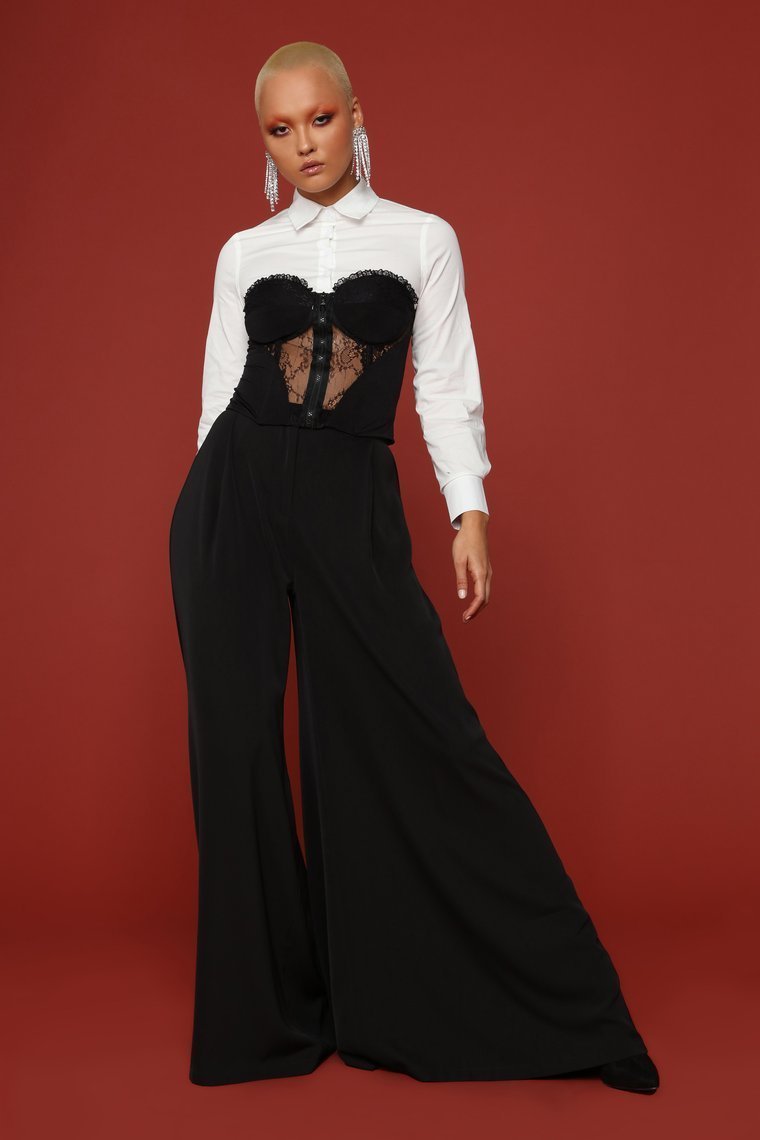 I Do What I Like Wide Leg Pant - Black - jameswhite001