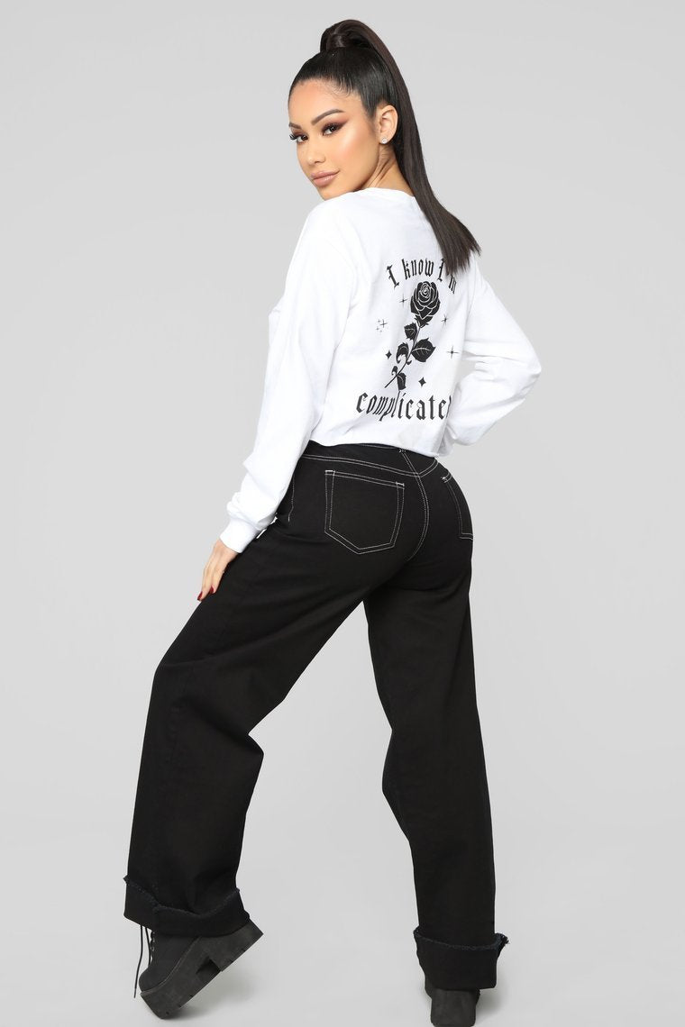 I Know I'm Complicated LS Top - White - jameswhite001