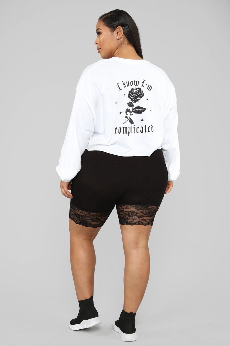 I Know I'm Complicated LS Top - White - jameswhite001