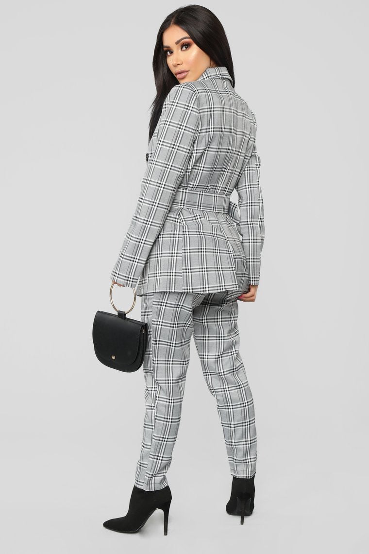 I'm The Boss Suit Set - Grey Plaid - jameswhite001