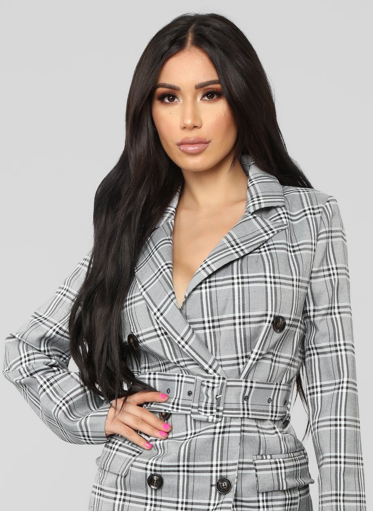 I'm The Boss Suit Set - Grey Plaid - jameswhite001