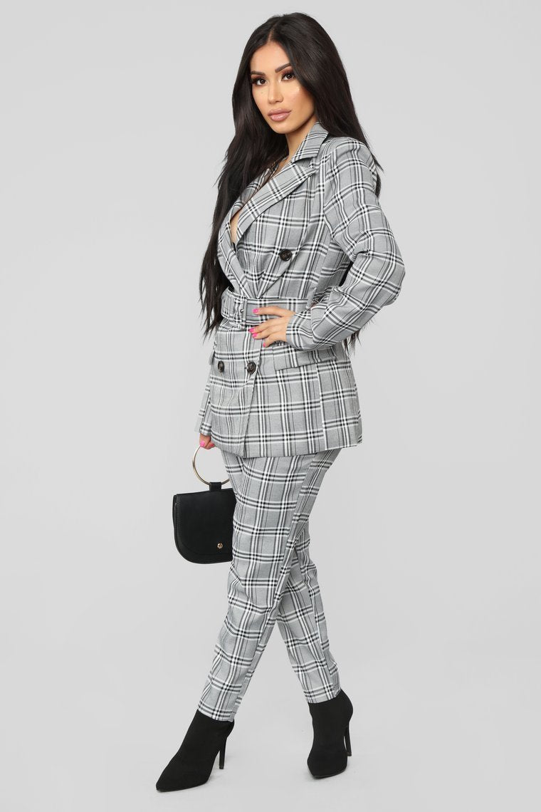 I'm The Boss Suit Set - Grey Plaid - jameswhite001