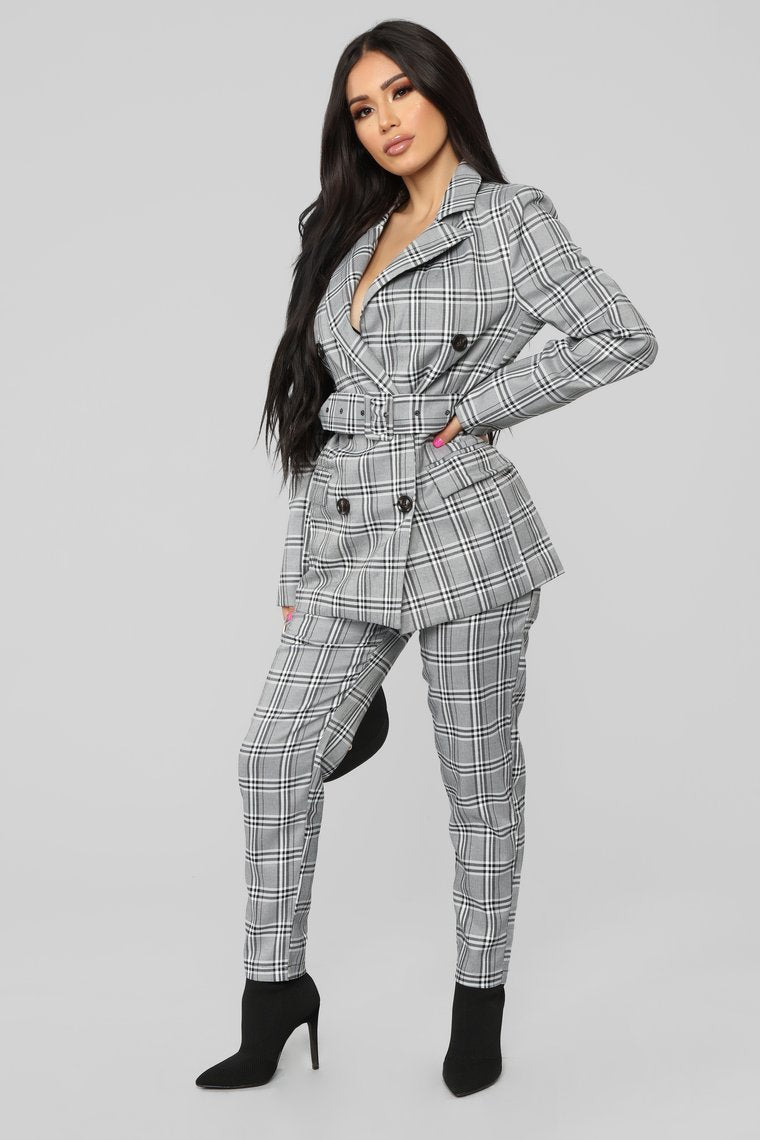 I'm The Boss Suit Set - Grey Plaid - jameswhite001