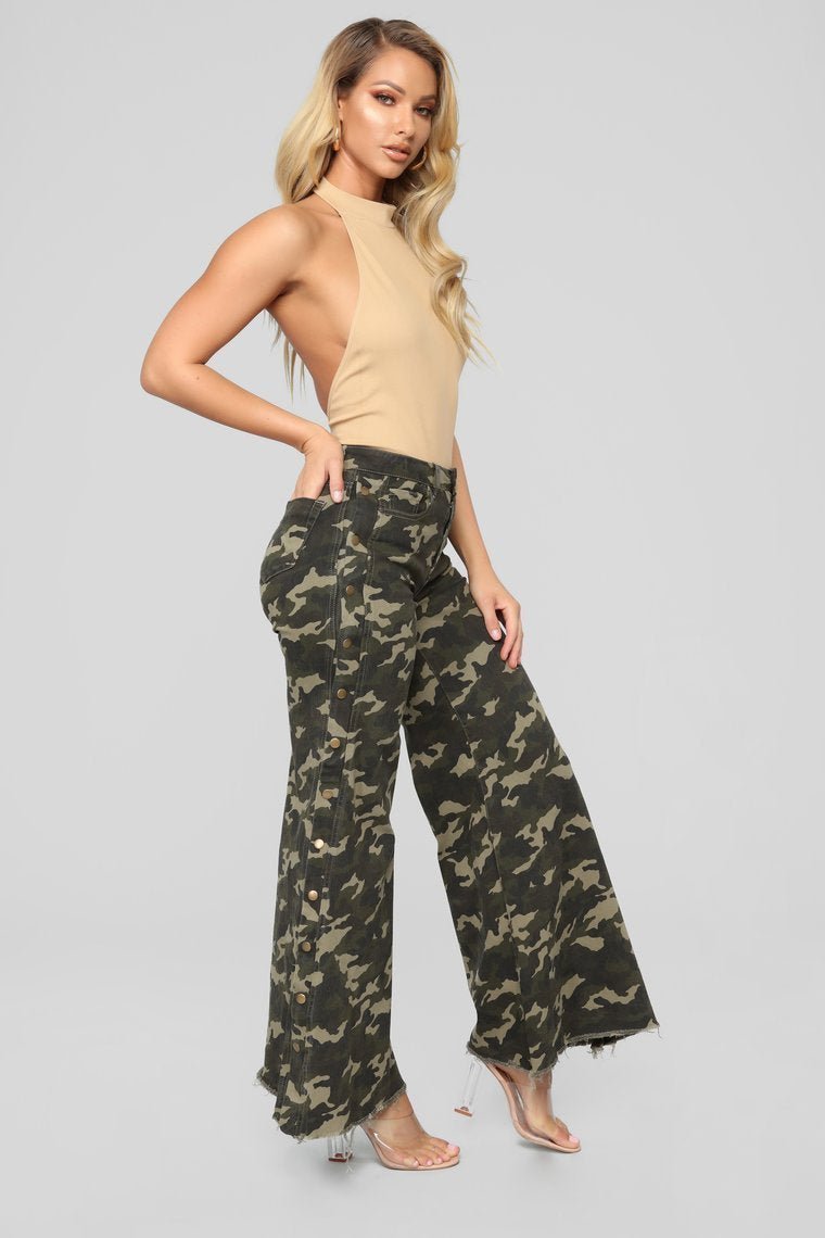 In Command High Rise Wide Leg Jeans - Camouflage - jameswhite001