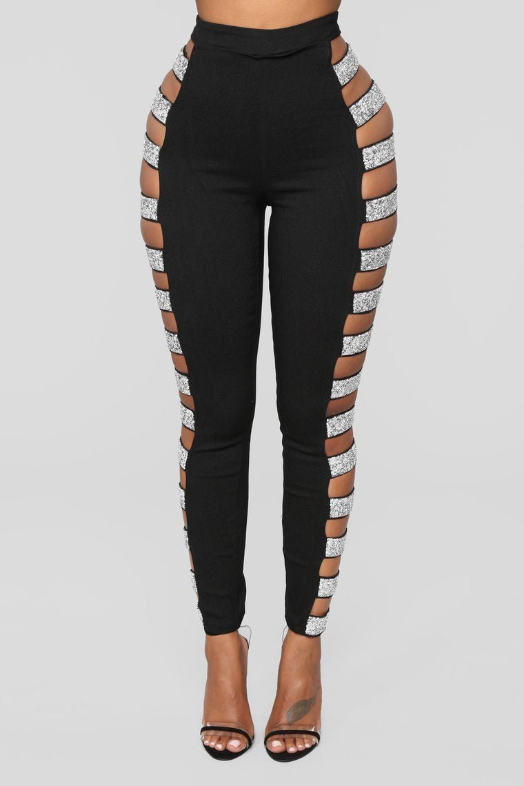 Instant Party Cut Out Pants - Black - jameswhite001