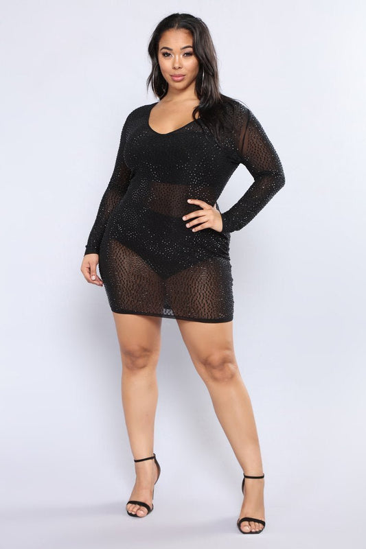Isabela Rhinestone Dress - Black/Black - jameswhite001