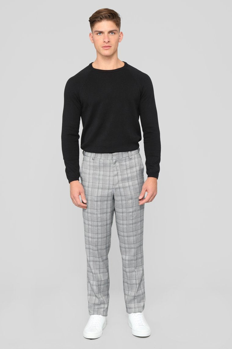 Jackson Trouser Pants - Grey Plaid - jameswhite001