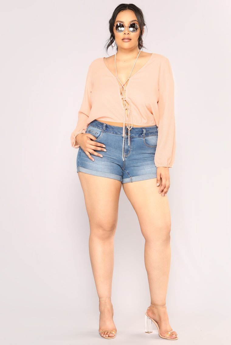 Jessica Booty Lifting Shorts - Medium Wash - jameswhite001