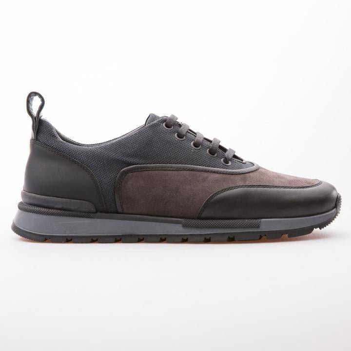 JIM - ANTHRACITE & BLACK - CALF LEATHER & FABRIC - jameswhite001