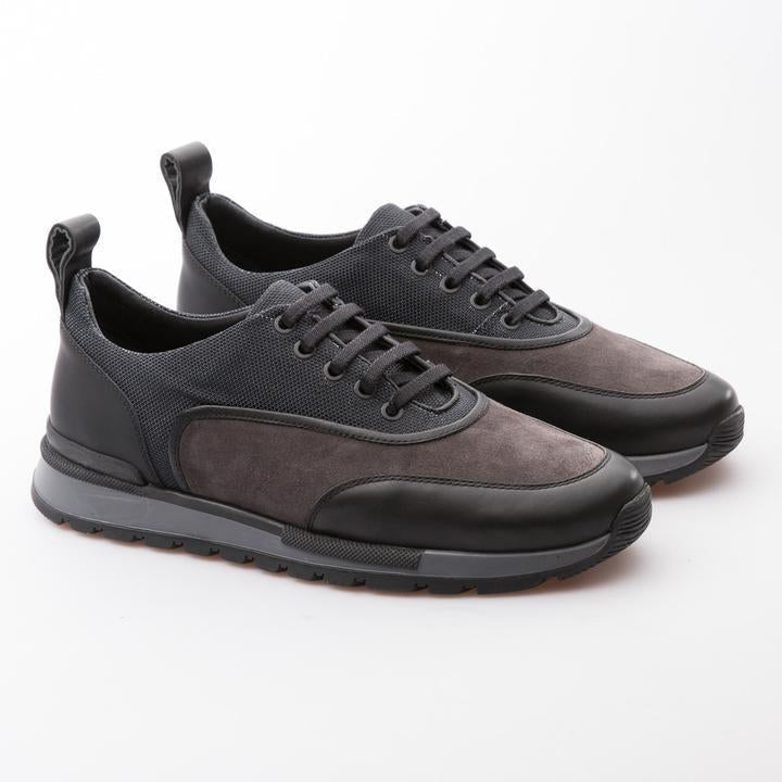 JIM - ANTHRACITE & BLACK - CALF LEATHER & FABRIC - jameswhite001