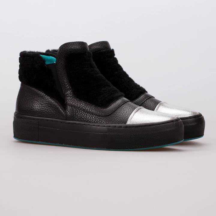 JULIA – LEATHER & FUR BLACK - jameswhite001