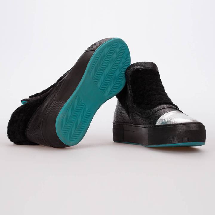 JULIA – LEATHER & FUR BLACK - jameswhite001