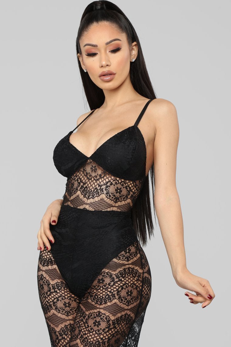 Just One Night Lingerie Jumpsuit - Black - jameswhite001