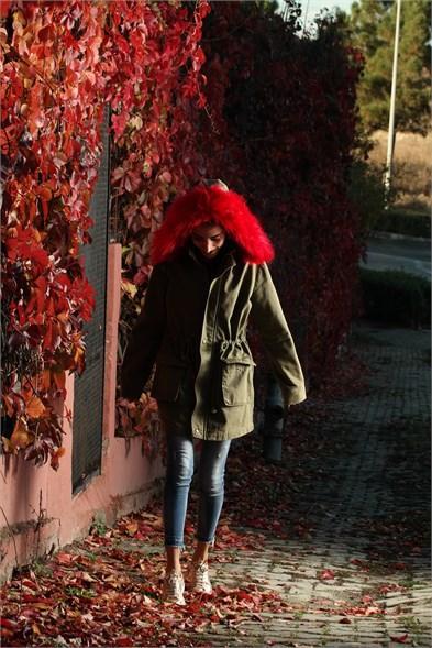 Kadın Kapşonlu Haki Parka (PAVELINA) - jameswhite001