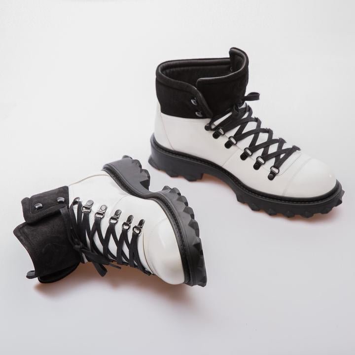 KANYE - WHITE & BLACK - CALF LACK LEATHER - jameswhite001