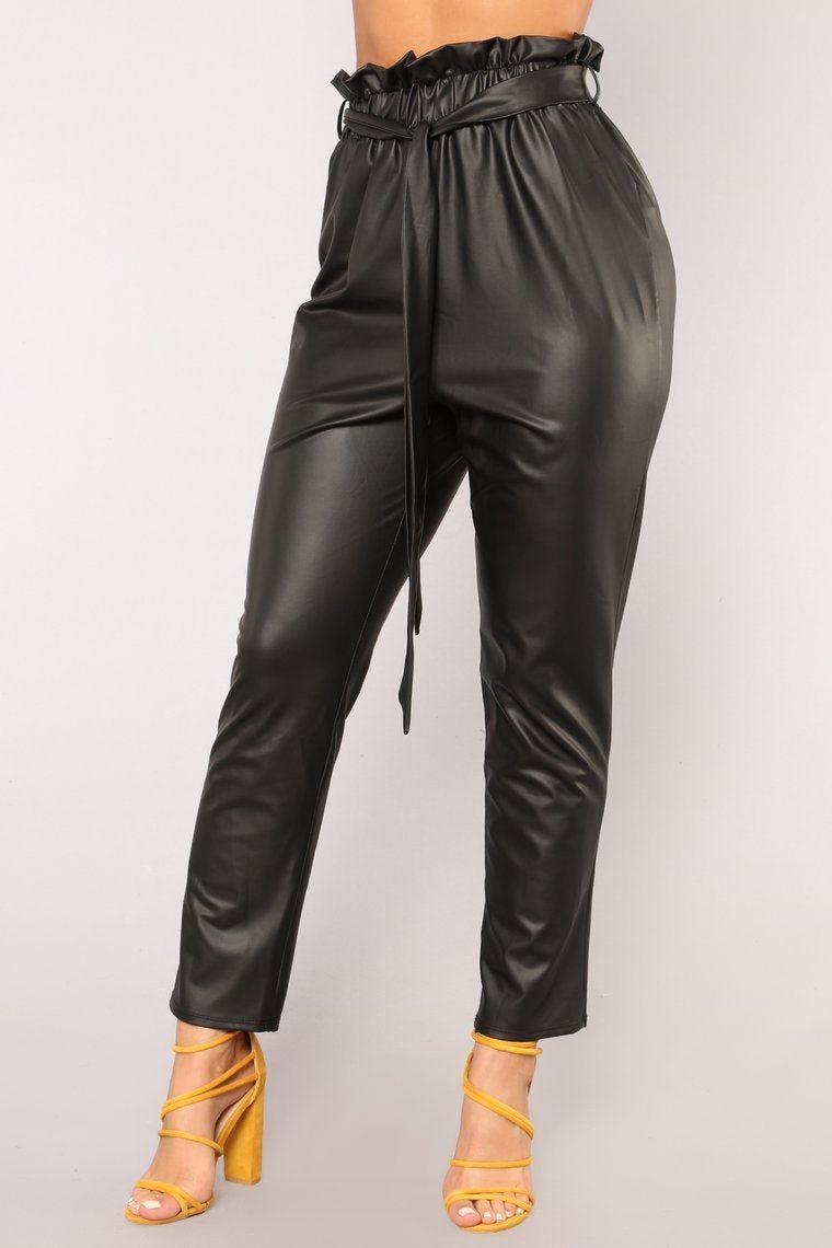 Kassandra Tie Waist Pants - Black - jameswhite001