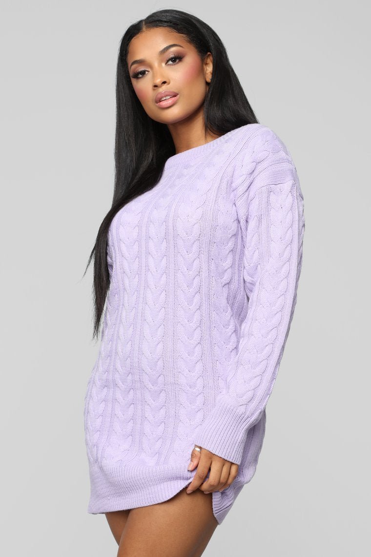 Keep Me Warm Sweater Dress - Lavender - jameswhite001