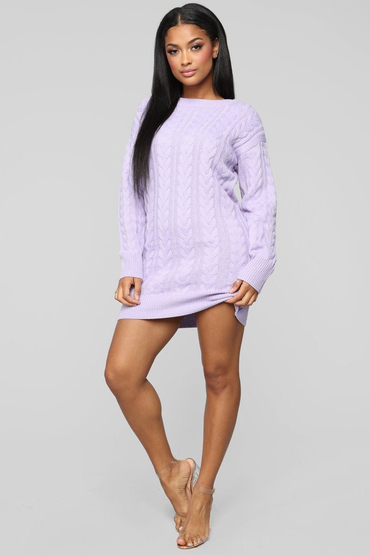 Keep Me Warm Sweater Dress - Lavender - jameswhite001