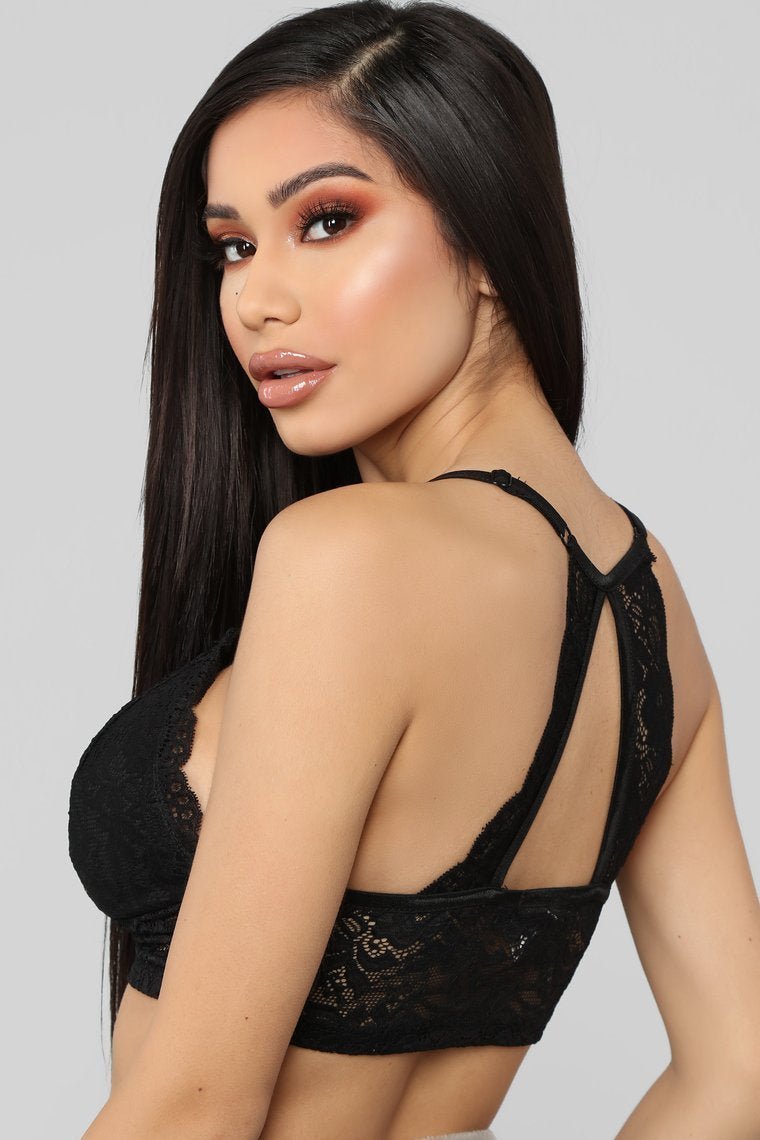 Keep My Heart Lace Bralette - Black - jameswhite001