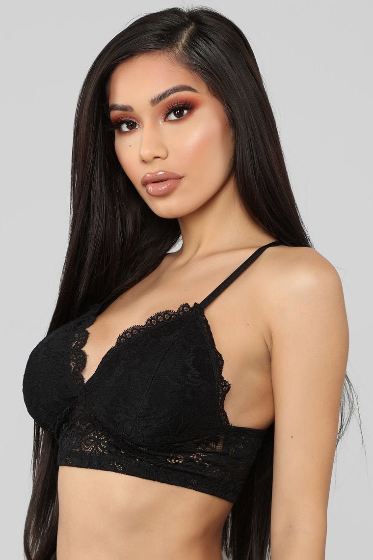 Keep My Heart Lace Bralette - Black - jameswhite001