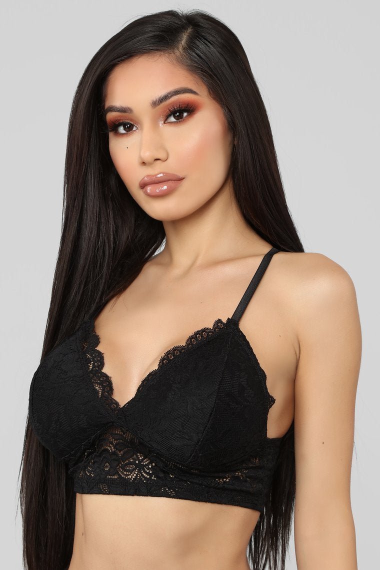 Keep My Heart Lace Bralette - Black - jameswhite001