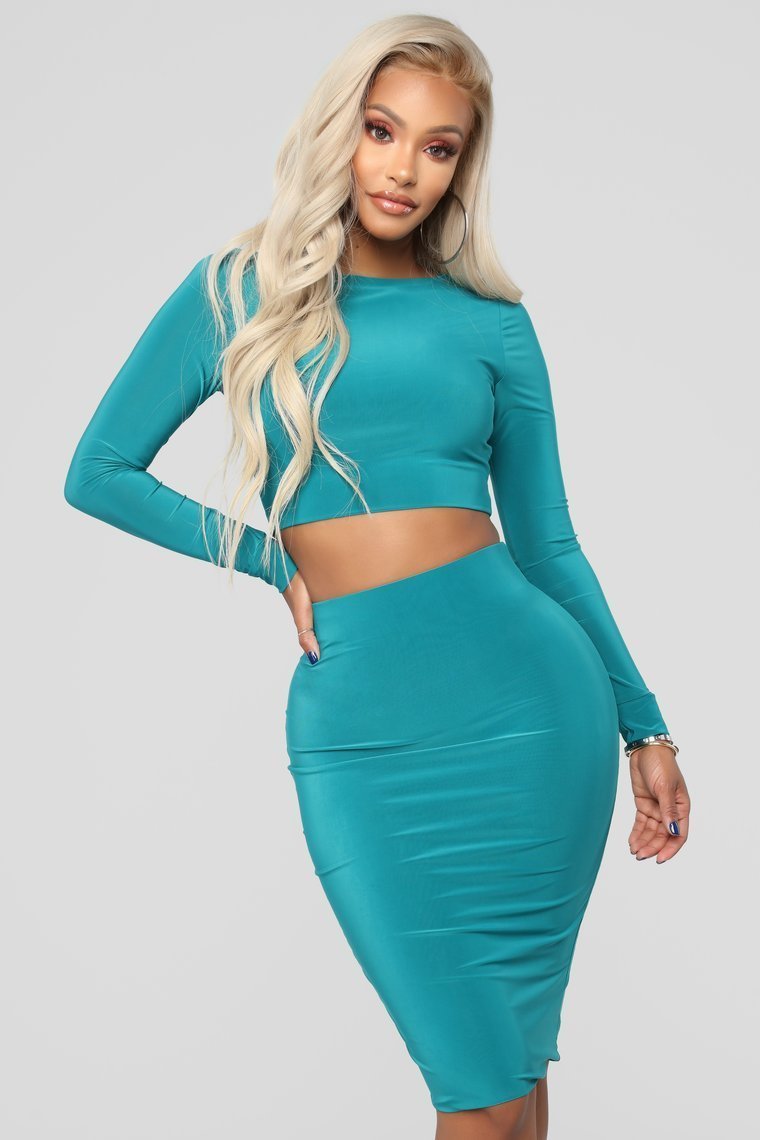 Kept In The Mix Skirt Set - Dark Jade - jameswhite001