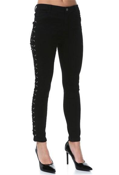 Kordon ve Kuş Gözü Detaylı Kadın Pantolon - jameswhite001