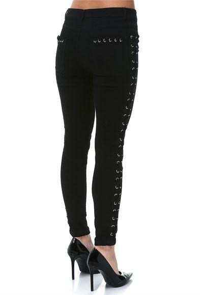 Kordon ve Kuş Gözü Detaylı Kadın Pantolon - jameswhite001