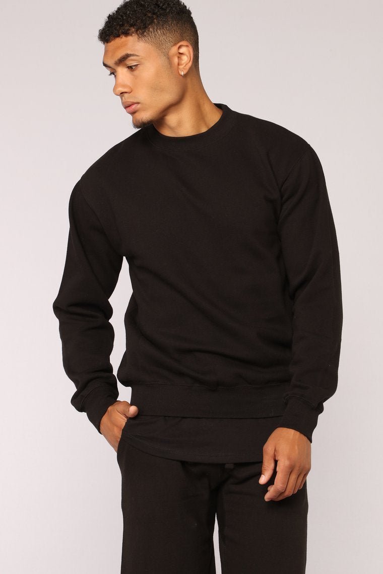 Kurt Crew Sweatshirt - Black - jameswhite001