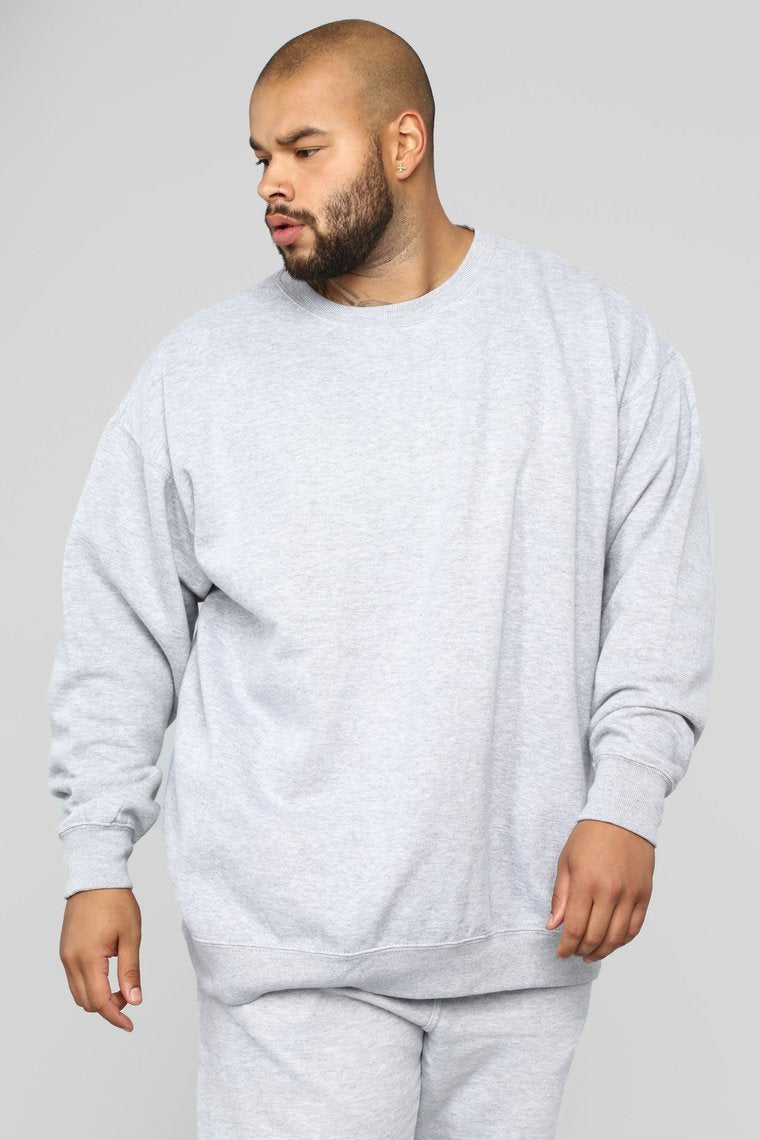Kurt Crew Sweatshirt - Heathered Grey - jameswhite001