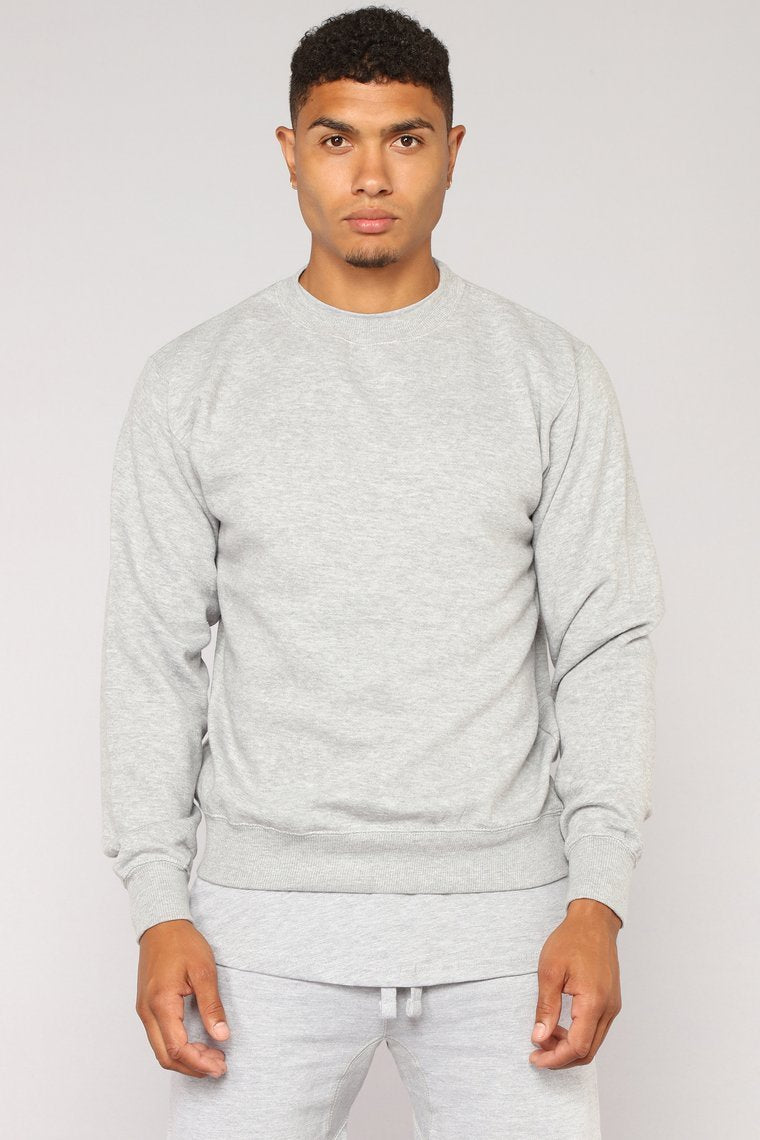 Kurt Crew Sweatshirt - Heathered Grey - jameswhite001