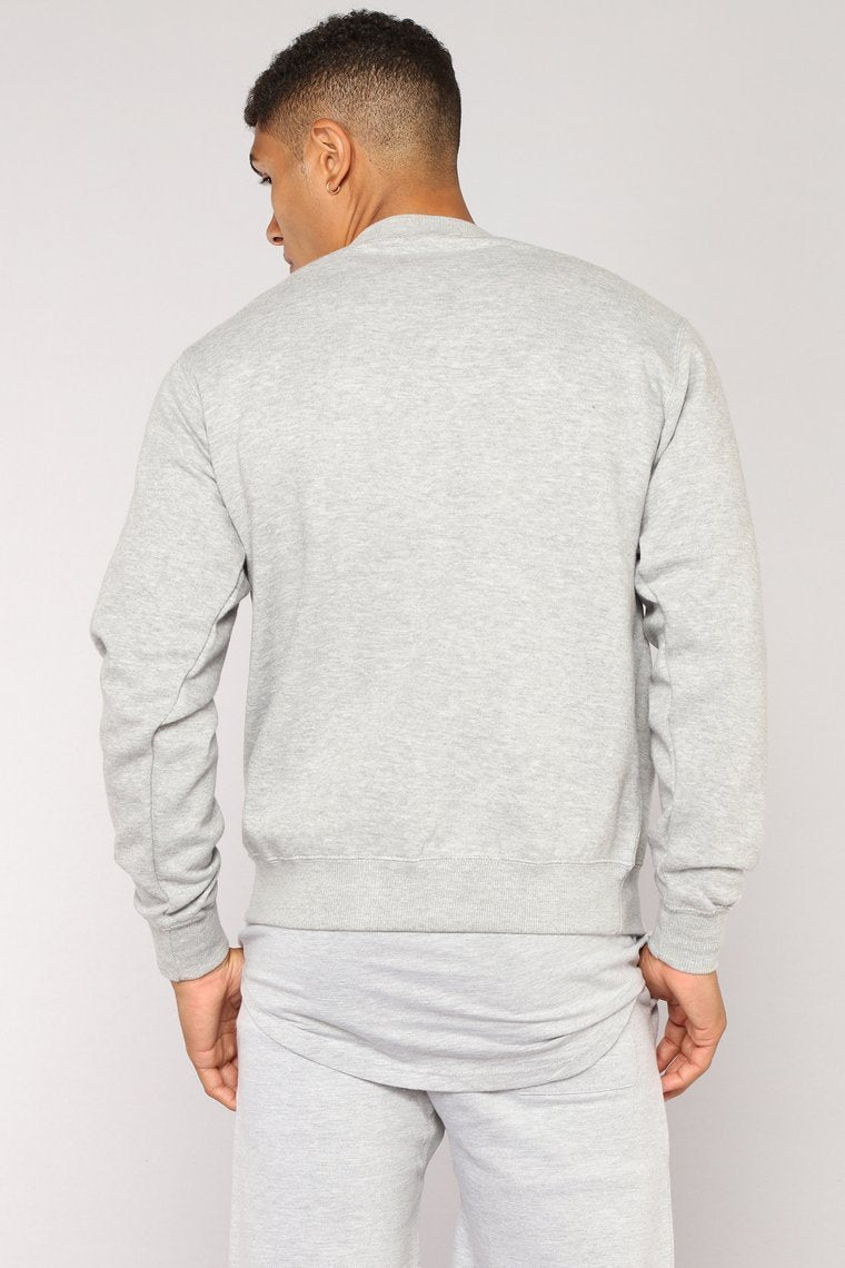 Kurt Crew Sweatshirt - Heathered Grey - jameswhite001