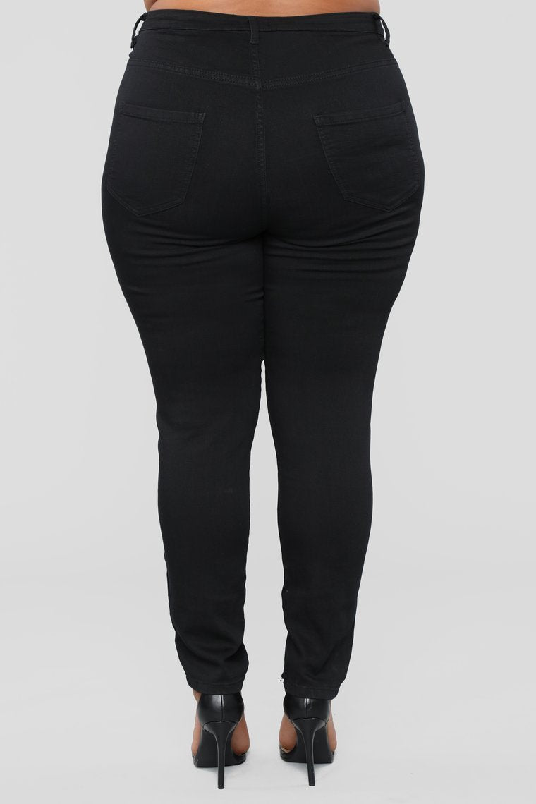 Kylee Lace Up Jeans - Black - jameswhite001