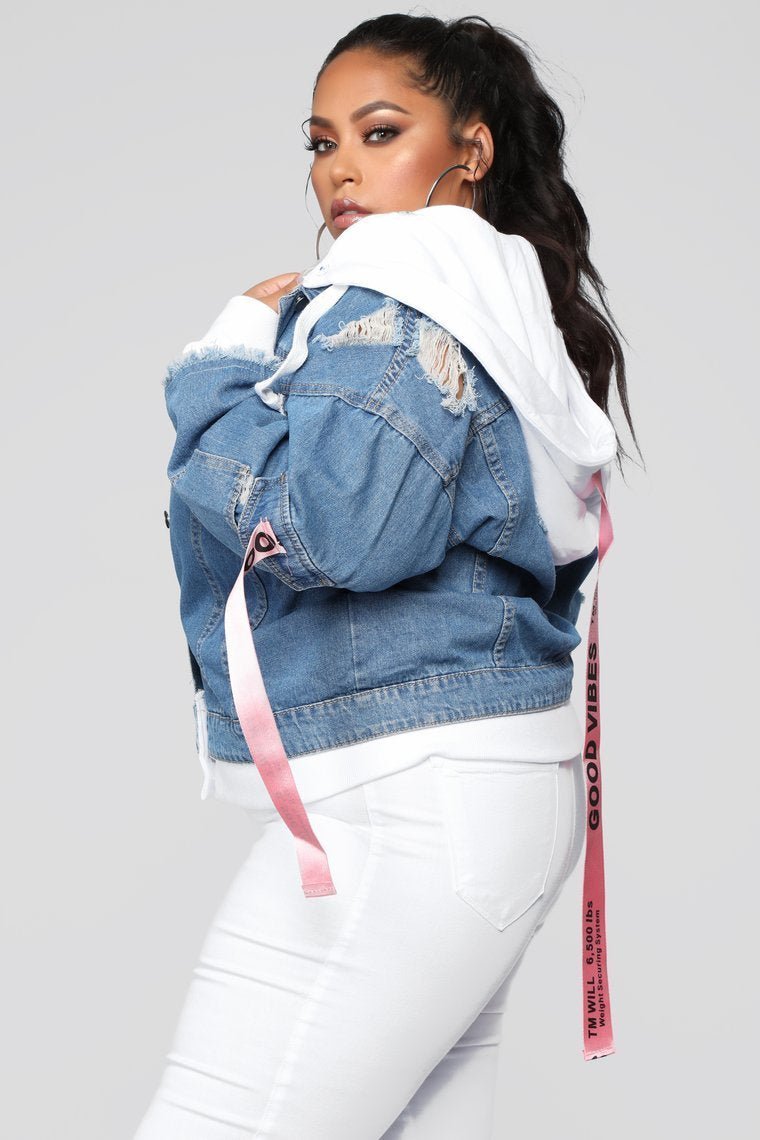 LA State Of Mind Denim Jacket - Medium Blue Wash - jameswhite001