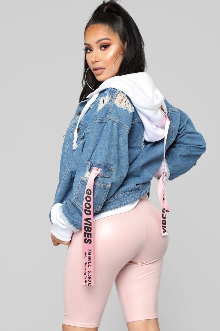 LA State Of Mind Denim Jacket - Medium Blue Wash - jameswhite001