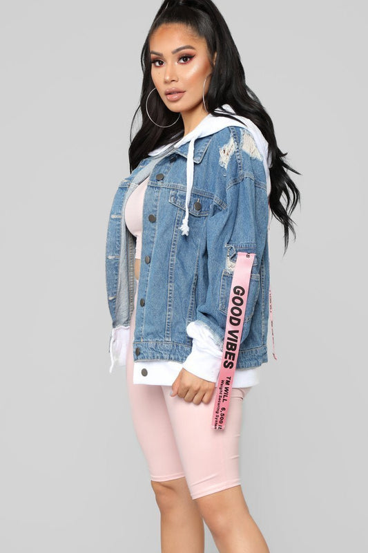 LA State Of Mind Denim Jacket - Medium Blue Wash - jameswhite001