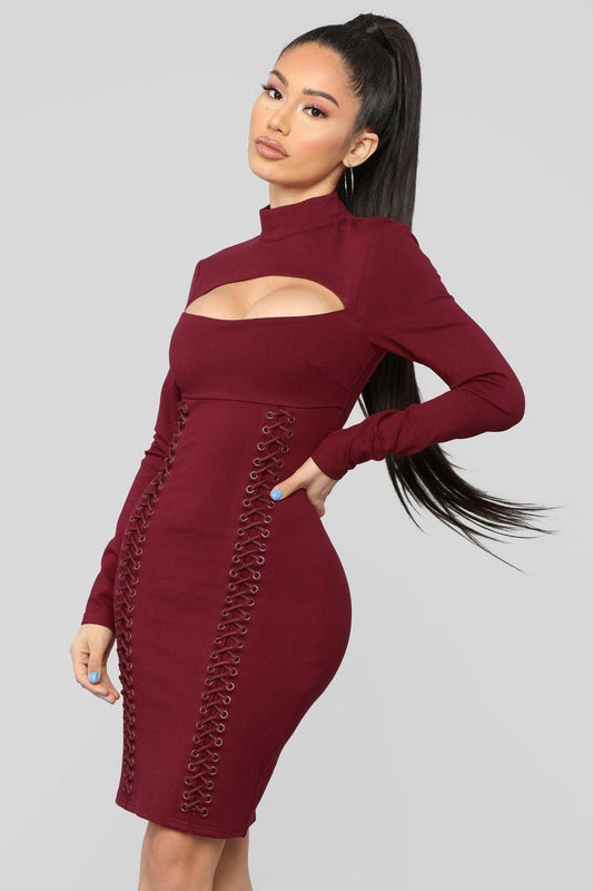 Lace Through My Life Mini Dress - Red - jameswhite001