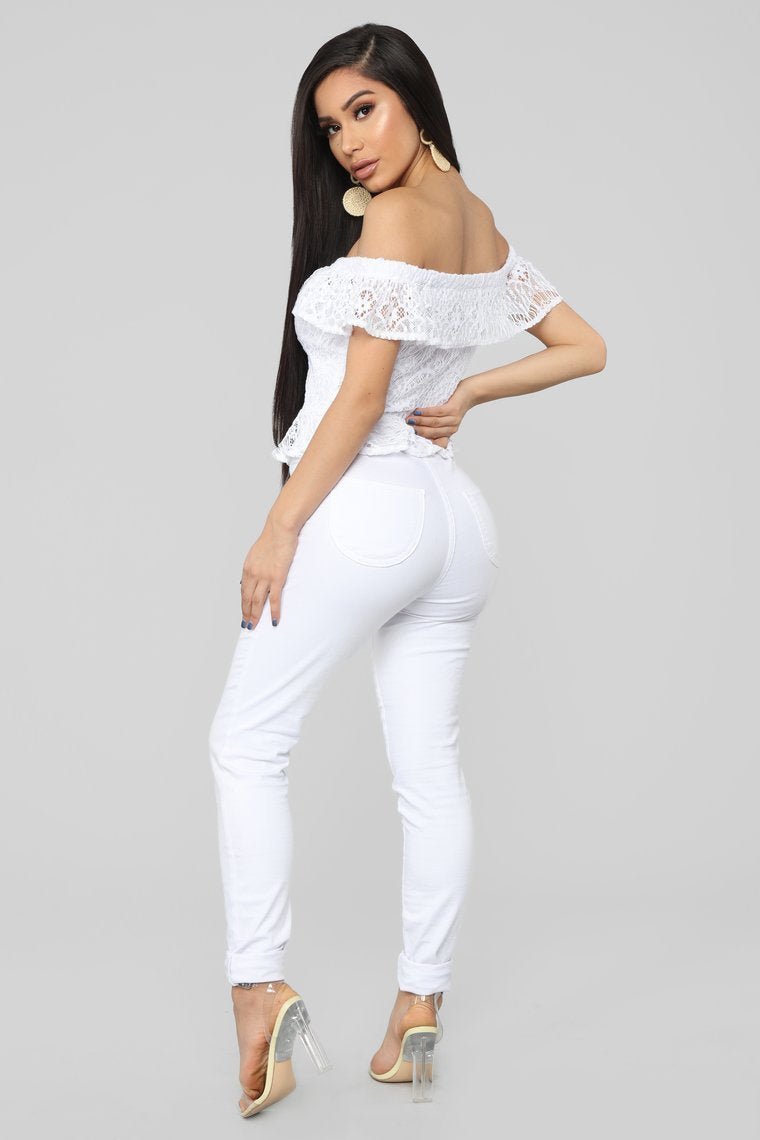 Lace Up Adore Top - White - jameswhite001