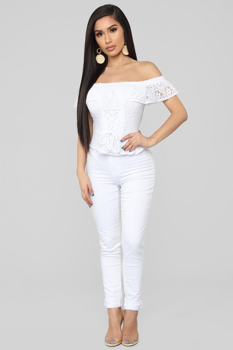 Lace Up Adore Top - White - jameswhite001