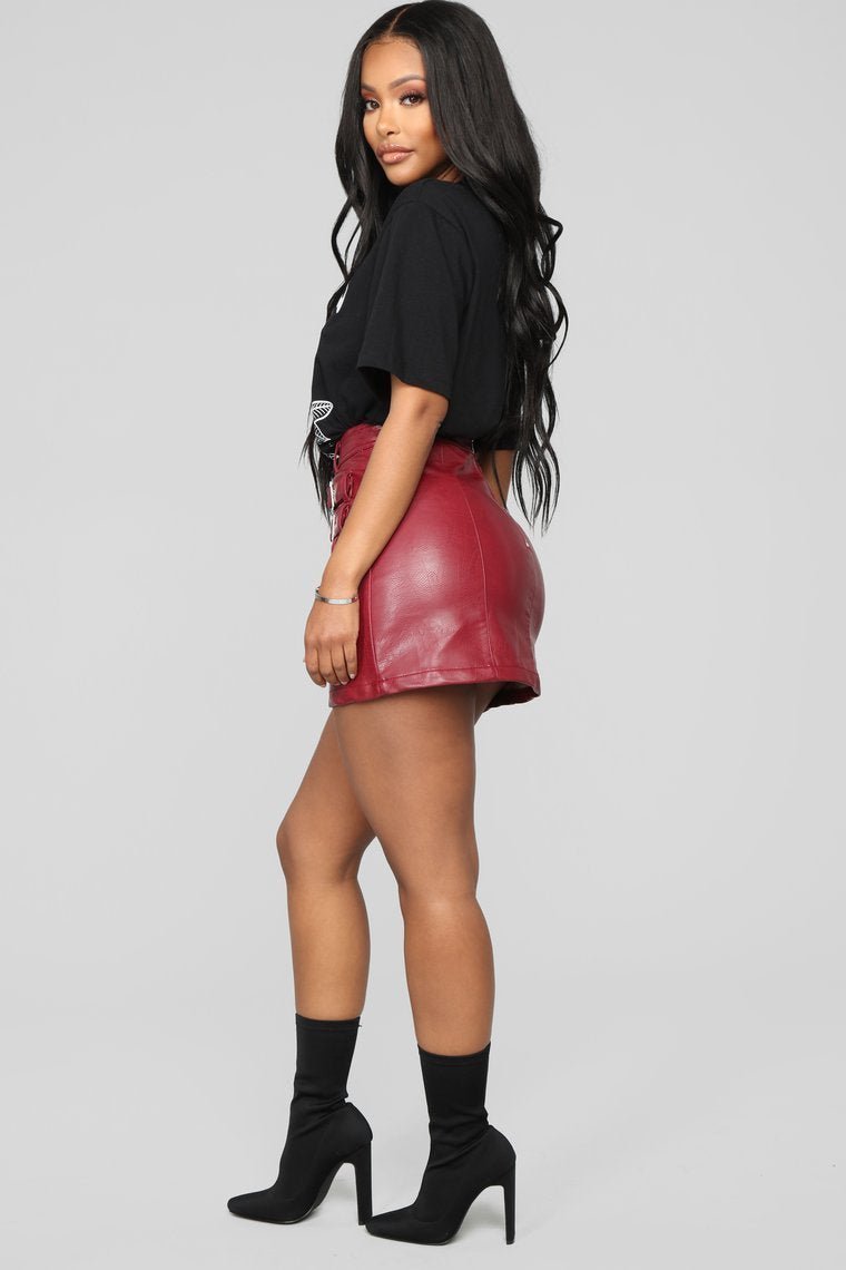 Latching Onto You Mini Skirt - Burgundy - jameswhite001