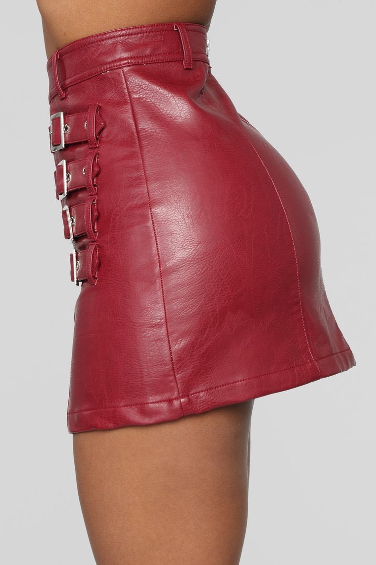 Latching Onto You Mini Skirt - Burgundy - jameswhite001