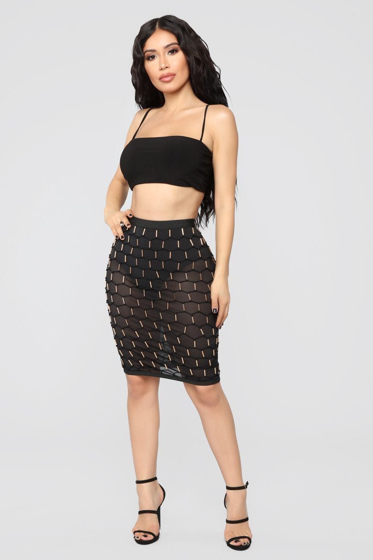 Leaving You Tonight Beaded Skirt - Black - jameswhite001