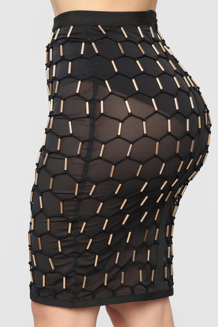 Leaving You Tonight Beaded Skirt - Black - jameswhite001