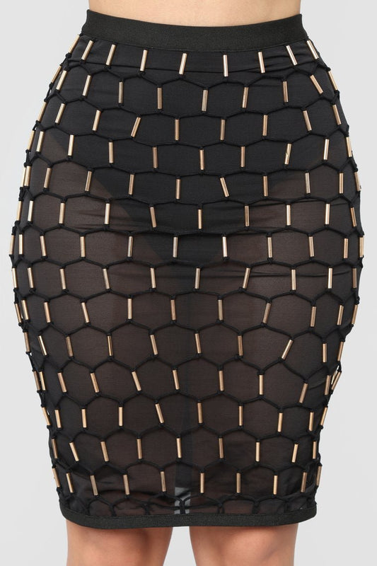 Leaving You Tonight Beaded Skirt - Black - jameswhite001
